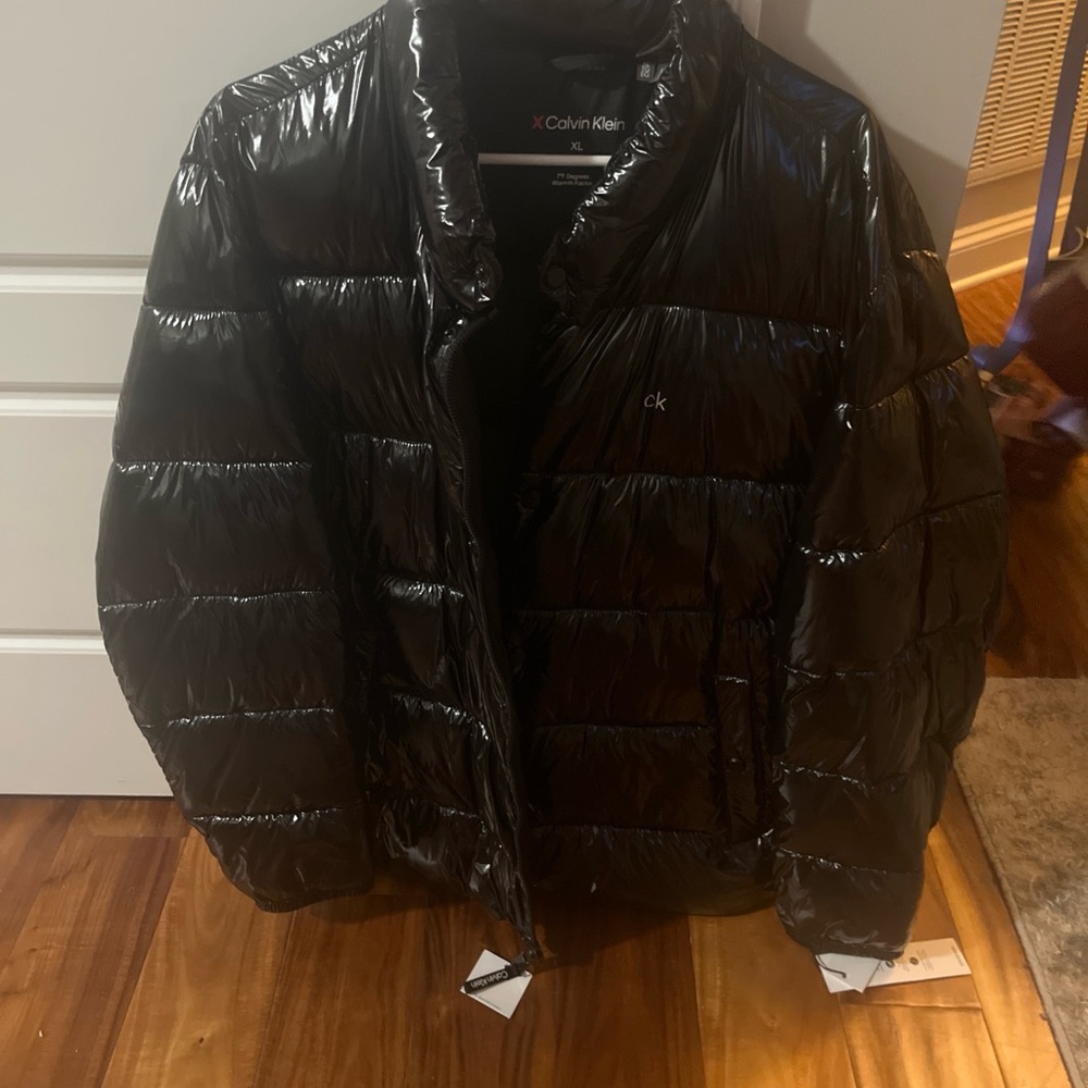 Calvin Klein Shiny Black Puffer Jacket for Men